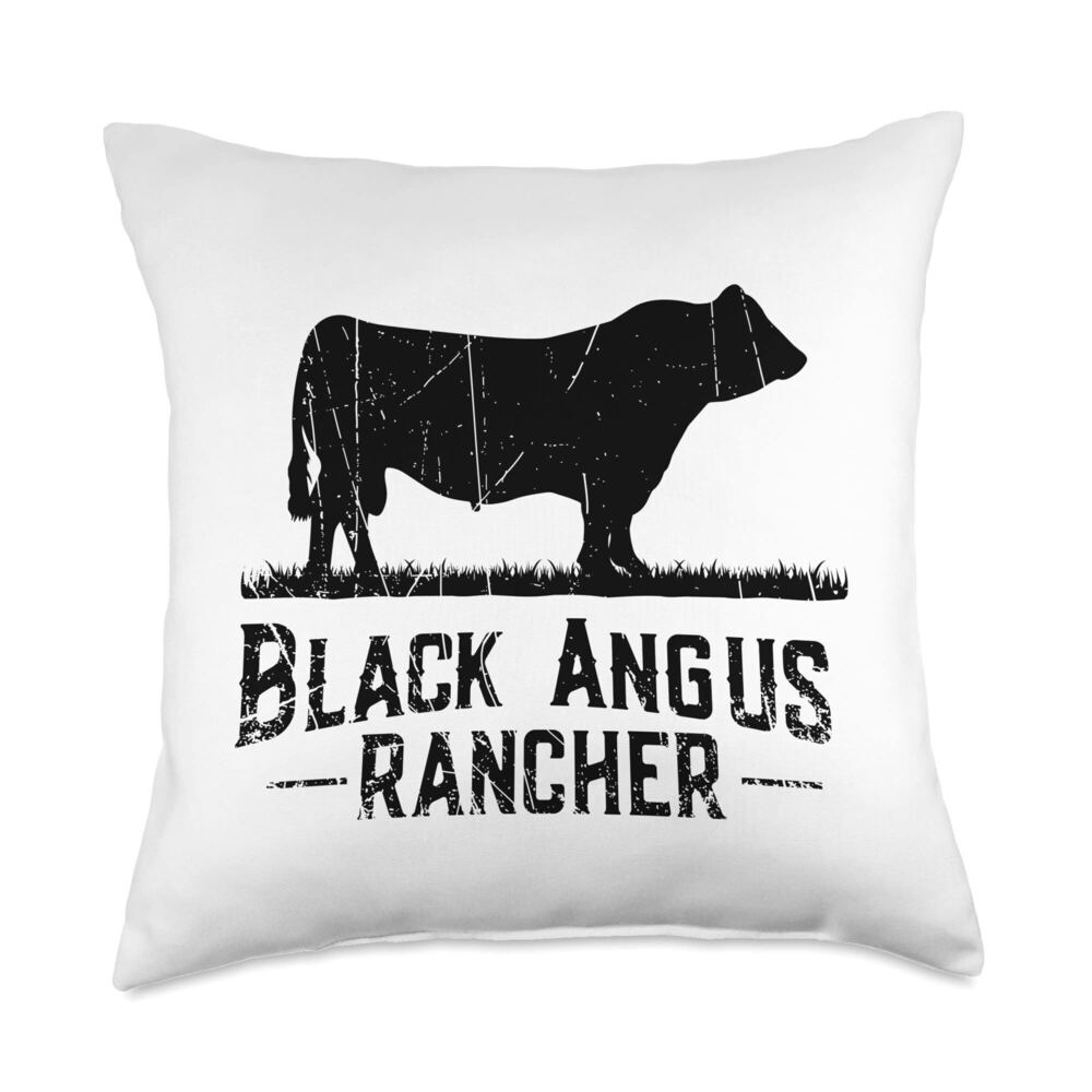3043 Cow Farmer - Black Angus Rancher Throw Pillow
